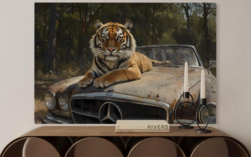 Leinwand bild oldtimer - oldtimer, tiger