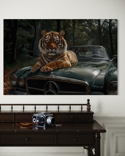 Leinwand bild oldtimer tiger - leinwand,